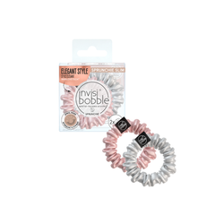Резинка-браслет для волосся invisibobble SPRUNCHIE SLIM Bella Chrome (сіра, рожева) 2шт