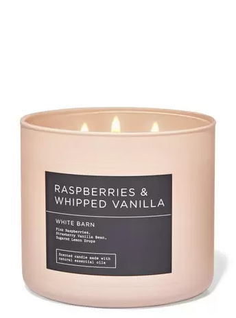 bath and body works raspberry and whipped vanilla candle