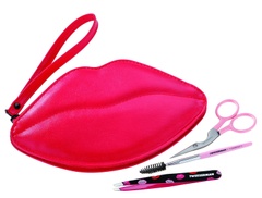 Колекція косметичних інструментів + косметичка Tweezerman x Huda Beauty Tweezer Beauty Kit in Lip Bag