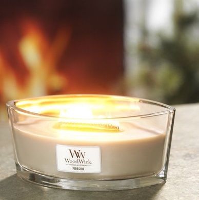 Ароматична свічка з ароматом копченого дерева та яблучної шкірки Woodwick Ellipse Fireside, 453g