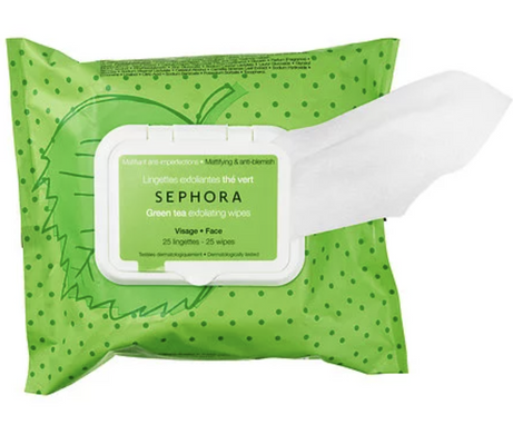 Салфетки для скрабирования SEPHORA COLLECTION Cleansing & Exfoliating Wipes ( зеленый чай 25шт)