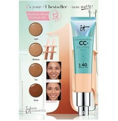 Набор пробников матирующей тональной основы IT COSMETICS Your Skin But Better CC+ Oil-Free Matte SPF 40