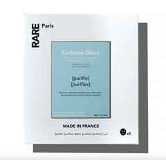 Набір з п’яти очищувальних масок для обличчя з гамамелісом та екстрактом мальви RARE Paris Box of 5 Carbone Glacé Purifying Face Mask