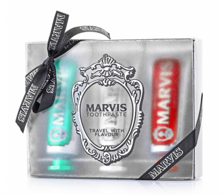 Подарунковий набір з зубними пастами трьох смаків - класична, відбілююча, кориця Marvis 3 Flavours Box, 25mlх3 шт